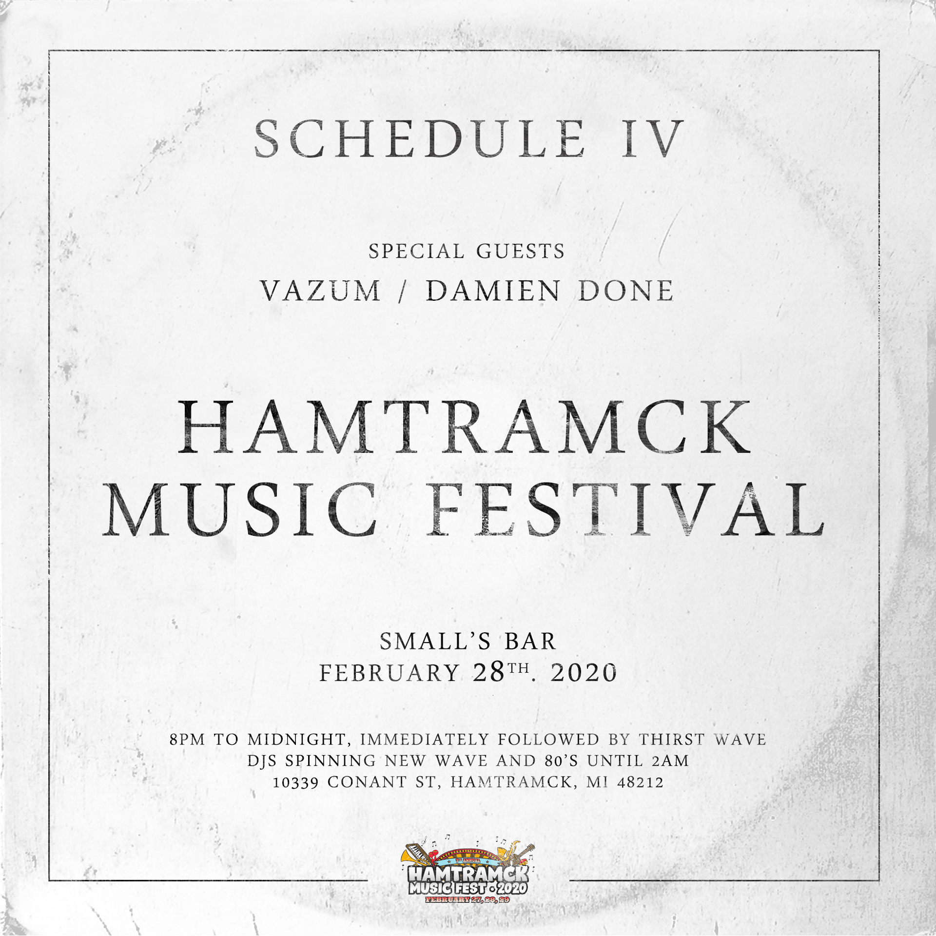 Hamtramck Music Fest featuring Schedule IV, VAZUM, Damien Done, and the